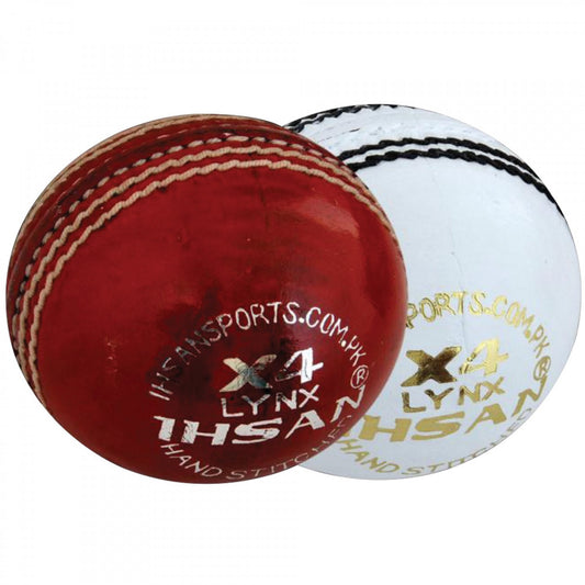 IHS Sports 24 Pcs LYNX X-4 Top Quality Leather Hand sewn Cricket Hard Ball